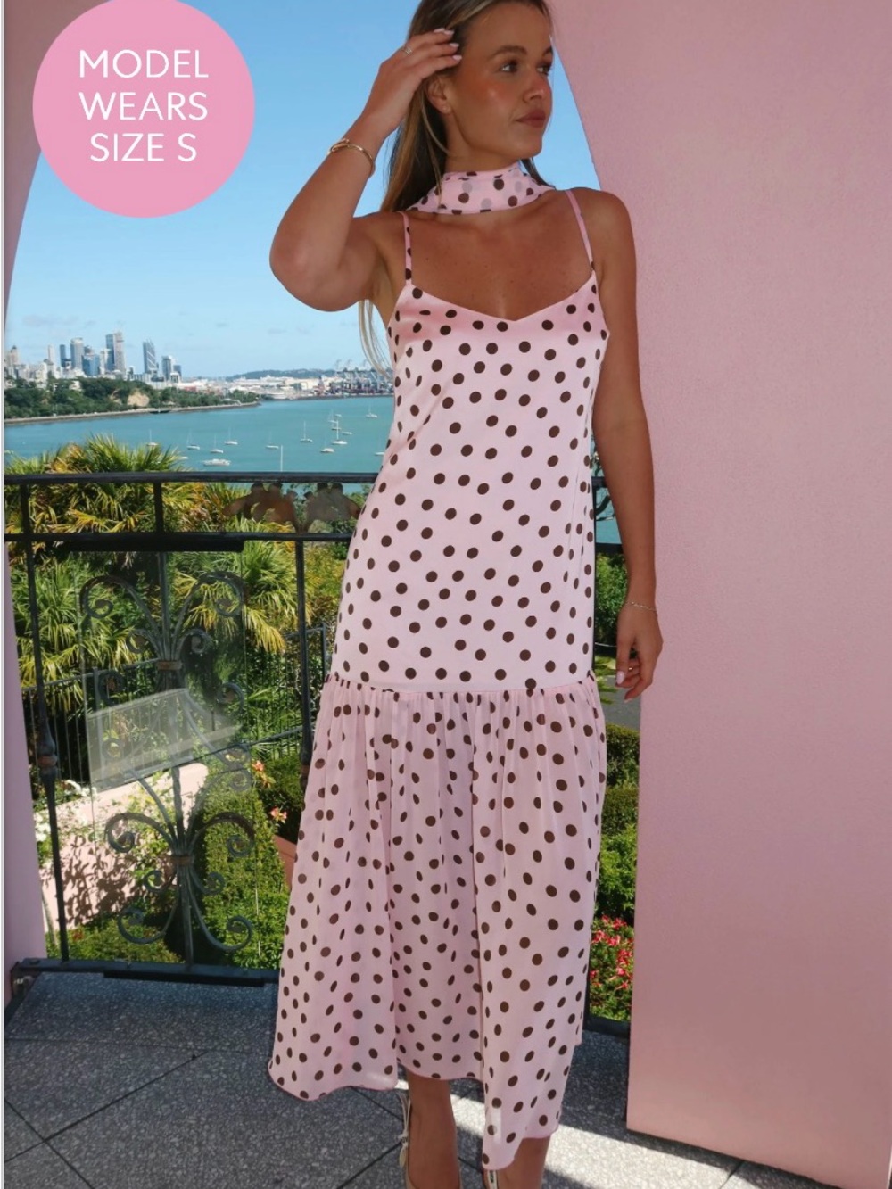 Polka Dot Maxi Slip Dress -